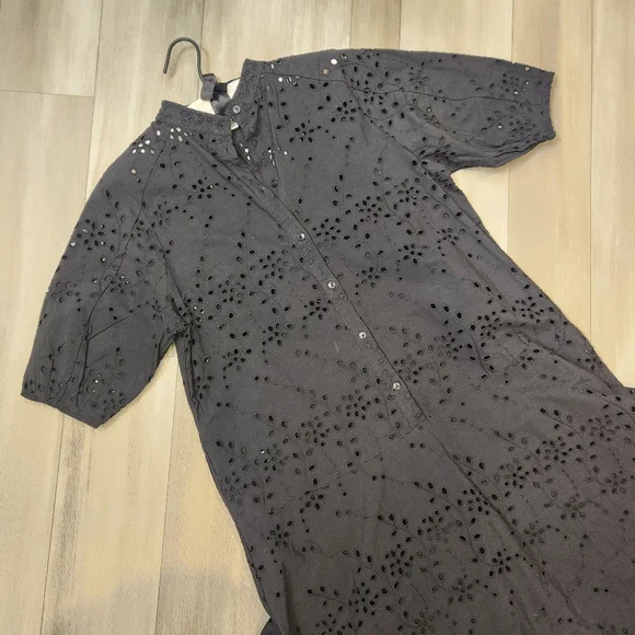 Ted Baker midi dress women's 4 black 100% cotton broderie relaxed fit new $395 - Picture 6 of 14